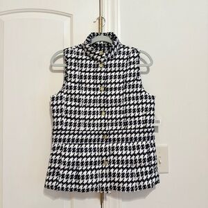 NWT Madison Houndstooth black white Puffer Vest Women Size S Sleeveless